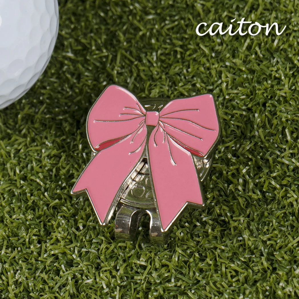 Caiton Pink Ribbon Golf Hat Clip with Magnetic Ball Marker, Cute Cap Accessory for Women, Ideal for Practice or Golf Games