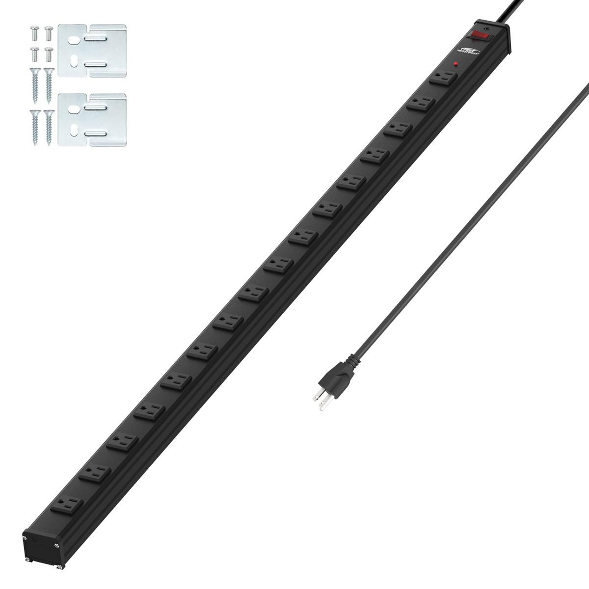 CRST 16-Outlet Metal Power Strip Surge Protector, 1800 Joules, 2.6" Ultra-Wide Spaced Outlets for Large Adapters, 15ft Heavy Duty Cord, Industrial Mountable Design with EMI Filter-5