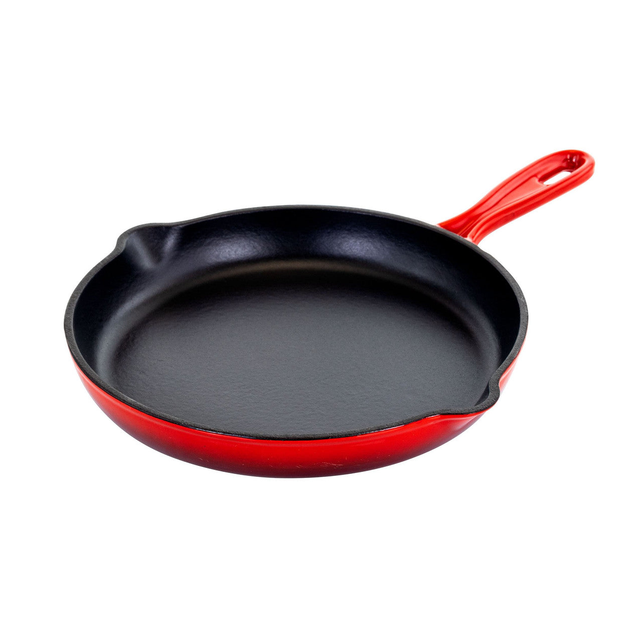 MegaChef Round 10.25 Inch Enameled Cast Iron Skillet in Red-0
