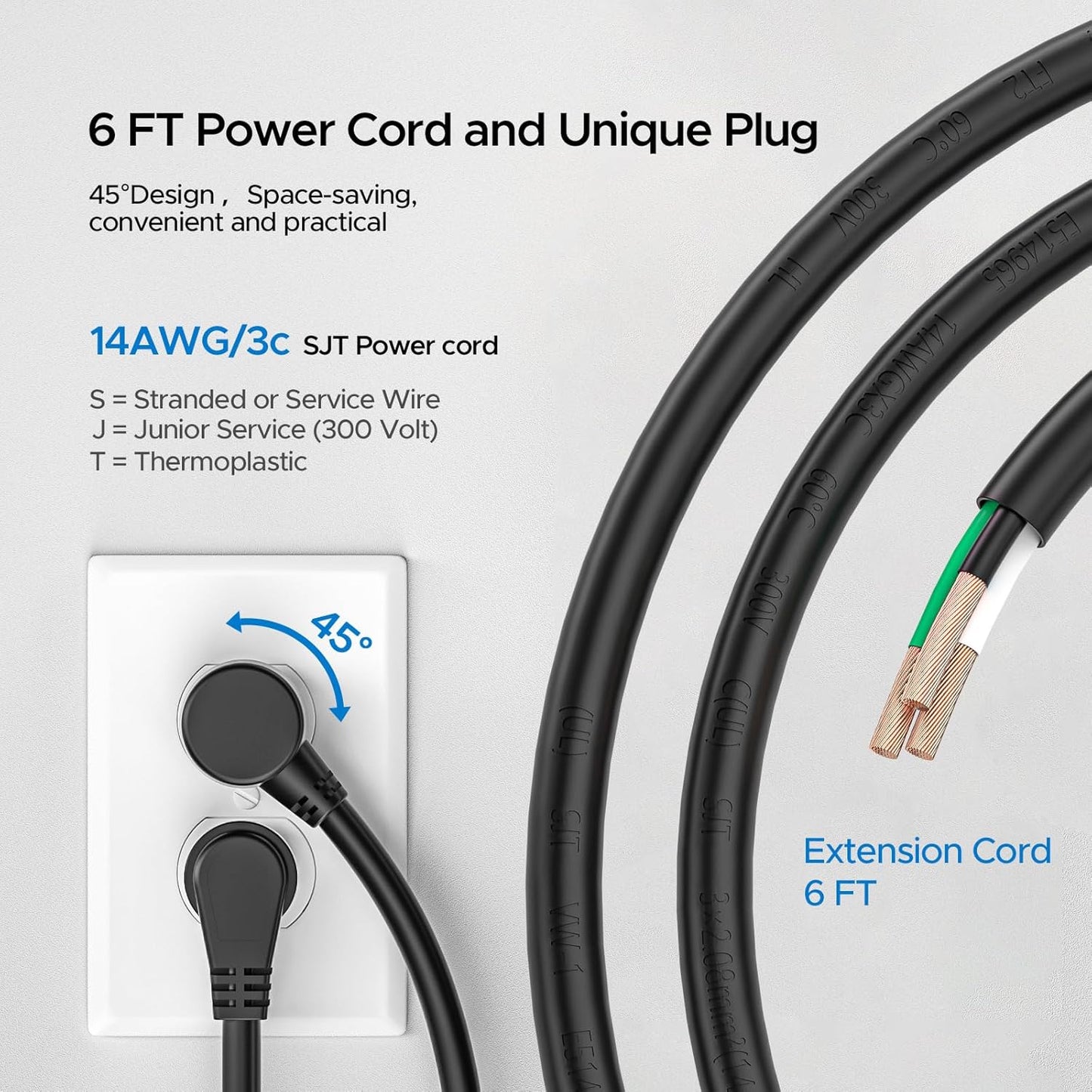 CRST 2 Pack 8 Outlet Metal Heavy Duty Power Strip 2100J Surge Protector 15A 1875W Mountable Wide Spaced Power Bar 6FT Flat Plug Extension Cord-4