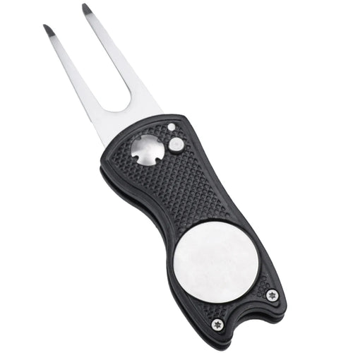 1PC Foldable Metal Golf Turf Repair Tool With Magnetic Ball Marker And