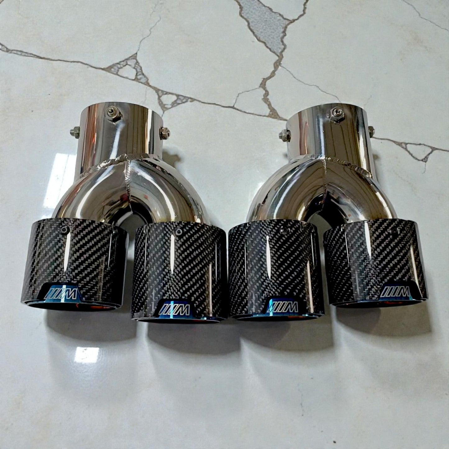 Glossy Carbon M Exhaust Tips For BMW G20 M340i, G42 M240i, G22 M440i