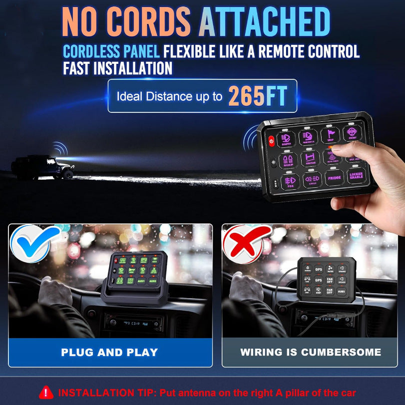 12-Gang Wireless Remote Switch Panel Compatible any Vivid Lights for Truck, Suv, Car.-4