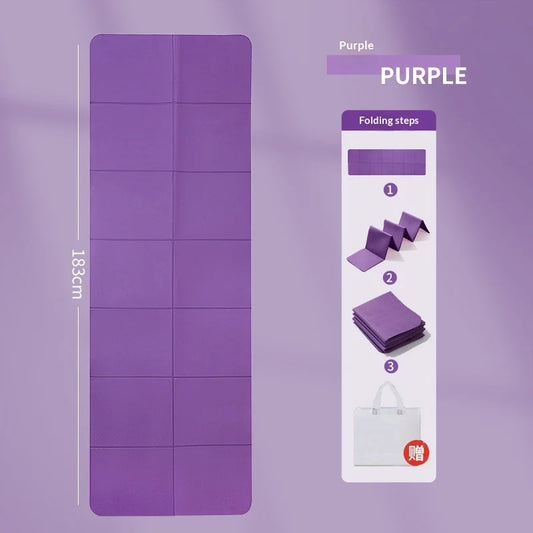 TPE Yoga Mat Foldable Extra Wide Thick Non Slip Portable Home Gym Pilates Workout Travel Nap Mat Eco Friendly Black Gray