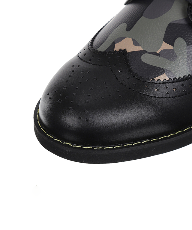 Men's Camo Wingtip Brogue Shoes - Black