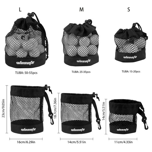 1pc Black Golf Ball Pouch Bag, with High Quality Mesh Nylon and