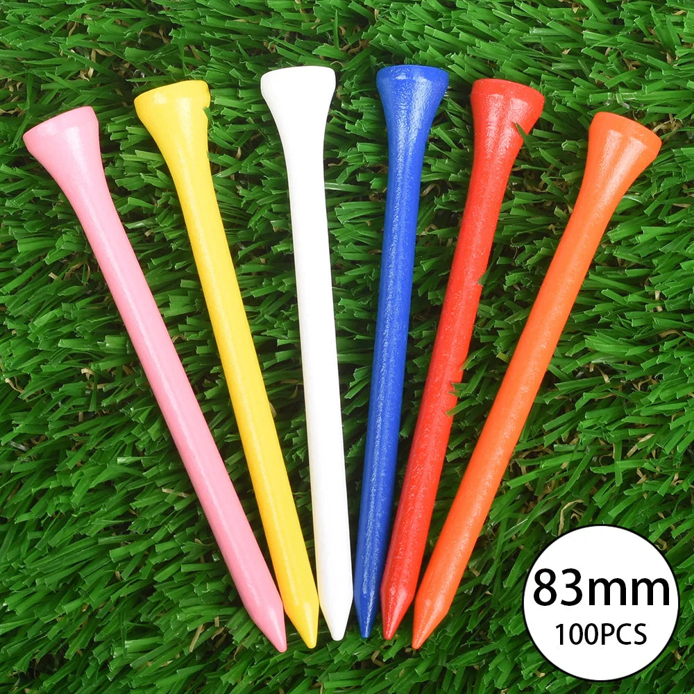 100Pcs Golf Wood Tees Mixed Color Golf Tee Wooden Supplies Accessories