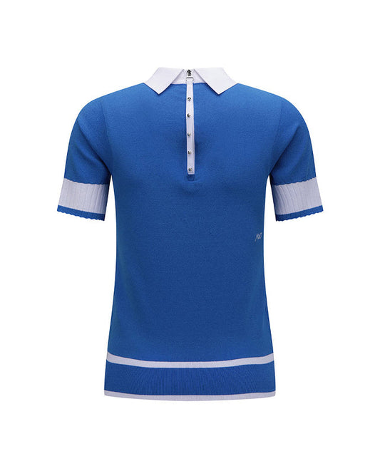 ANEW Golf: Women Back Zipper Point Short Sweater - Blue