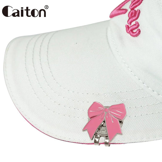 Caiton Pink Ribbon Golf Hat Clip with Magnetic Ball Marker, Cute Cap Accessory for Women, Ideal for Practice or Golf Games