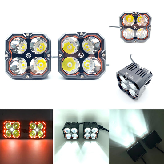 2 PCS 5" 240W LED Off Road Lights CNC billet aluminum 12-48V Amber DRL for Off-Road Truck, 4x4 Jeep, ATV, UTV-0