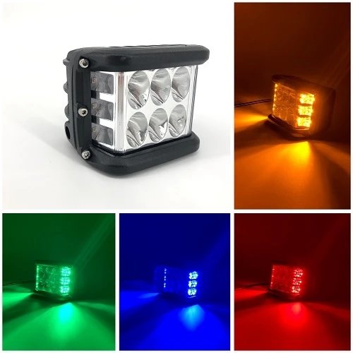 1 Slim Dual Color Light Bar Sync with 4 Packs 3.75" side shooter ditch LED Pods-2
