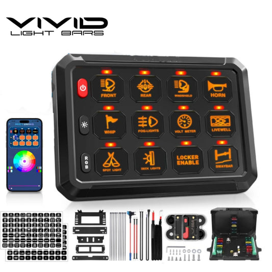 12-Gang Switch Panel Switches with Bluetooth APP Control – RGB Touch Control for RV, Yacht & Off-Road Vehicles-0
